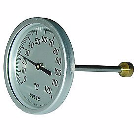 Rüeger TCH termometer 80x50 mm. Rustfrit stål, frontring i aluminium. 0-120°C