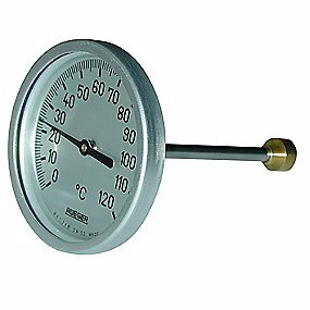 Rüeger TCH termometer 80x100 mm. Rustfrit stål, frontring i aluminium. 0-120°C