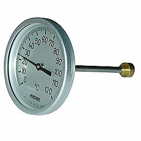 Rüeger TCH termometer 100x145 mm. Rustfrit stål, frontring i aluminium. 0-120°C