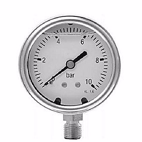 Manometer, glycerinfyldt 100 mm. 1/2\'\' (ned). 0-10 bar