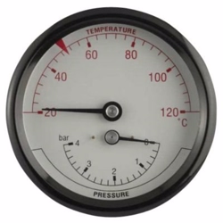 Termo-manometer 80 mm. 1/2'' (bag) 0-6 bar / 20-120° C