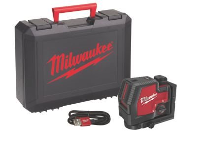 Billede af Milwaukee krydslaser L4 CLLP 301C, inkl. 1x3,0 Ah USB-batteri,USB-kabel, holder i kuffert