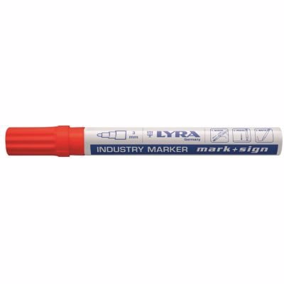 Lyra Industri marker 3mm rød med hurtigttørrende maling og indvendig kugle