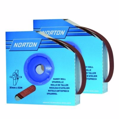 Norton slibelærredrulle R222 30 mm korn 100 aluminiumoxid til stål og træ - rulle a 50 meter
