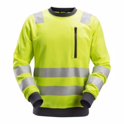 Snickers sweatshirt str. M Fluoreserende gul med reflekser - 8037