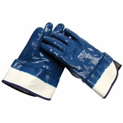 OS Fortuna blue Basis handske, syet med manchet. nitril-belægning. Str. 10