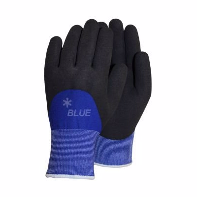 OS Blue vinterhandske str. 9 Blå polyesterhandske med sort belægning, latex-dyppet