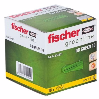 Fischer gasbetondybel GB 10 GB Green, t/porebeton,mindst 50% bæredygtigt mat.-pk a 18stk