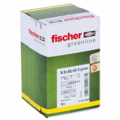 Fischer hammerfix sømdybel N 8x40 S, Green, mindst 50% bæredygtigt mat. - pk a 45stk