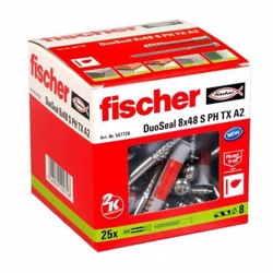 Fischer DuoSeal dybel 8 x 48 S A2, forseglet dybel til våde områder - pk a 25