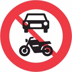 Forbudstavle - Motorkørsel forbudt C22,1 70cm T3 refleks, DS/EN12899-1