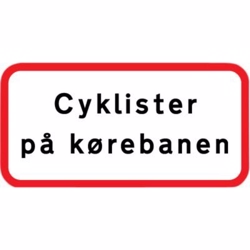 Undertavle - Cyklister på kørebanen UA-X 25x50cm T3 refleks, DS/EN12899-1