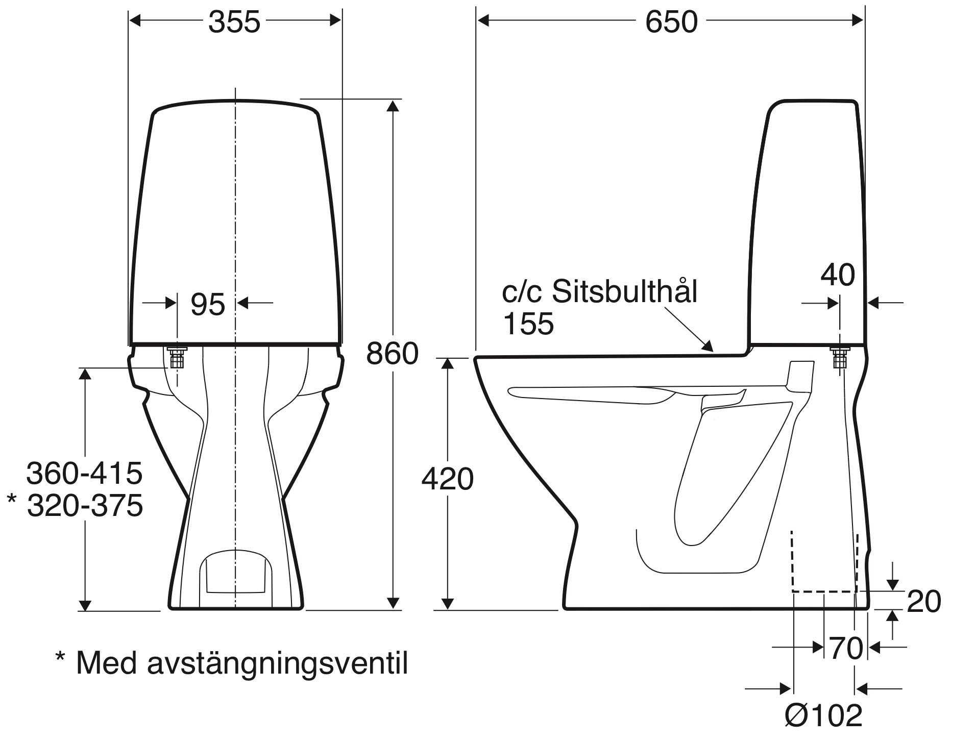 Køb Ifö Sign toilet model 6860 med skjult S-lås